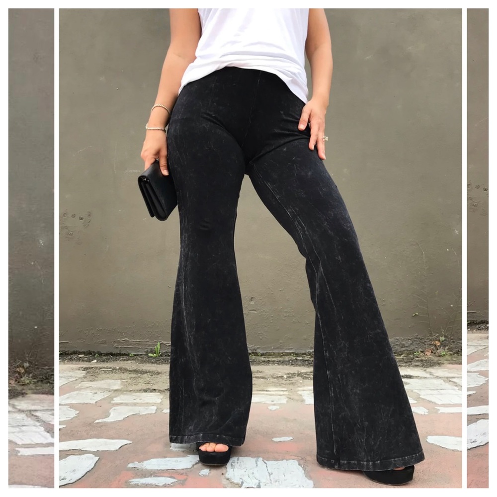 Modern Velour Must Have Black Bell Bottoms pants - Picture 2 of 5